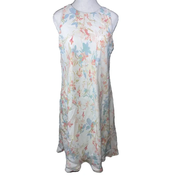 Lauren Ralph Lauren Women's Floral Crepe Dress White Size 8 Long Length - Picture 1 of 10